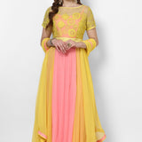 Citrine Blush Colorblock Anarkali Set