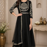 Noir Gold Bib Embroidered Anarkali Set