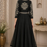 Noir Gold Bib Embroidered Anarkali Set