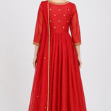 Ruby Gold Booti Anarkali Set
