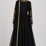 Onyx Gold Embroidered Palazzo Set