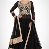 Ebony Gold Vine Sheer Anarkali Set