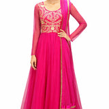 Magenta Gold Vine Anarkali Set