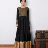 Onyx Gold Textured Yoke Indo Western Gown