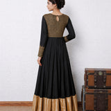 Onyx Gold Textured Yoke Indo Western Gown