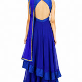 Cobalt Mirror Work Layered Anarkali Set