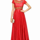 Crimson Gold Embroidered Indo Western Gown