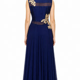 Navy Gold Baroque Embroidered Indo Western Gown