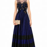 Midnight Noir Floral Beaded Indo Western Gown