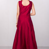 Deep Maroon Gold Paisley Border Anarkali Set