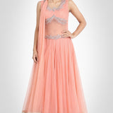 Blush Silver Leaf Embroidered Anarkali Set
