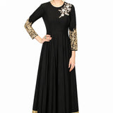 Noir Gold Floral Embroidered Indo Western Gown
