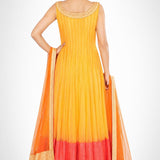 Marigold Coral Colorblock Anarkali Set