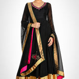 Onyx Fuchsia Zigzag Embroidered Anarkali Set