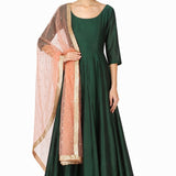 Bottle Green Sequin Anarkali Set