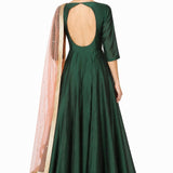 Bottle Green Sequin Anarkali Set