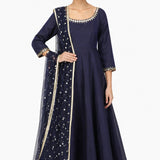 Midnight Mirror Work Anarkali Set
