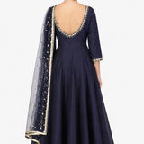 Midnight Mirror Work Anarkali Set