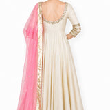 Ivory Pink Sequin Border Anarkali Set
