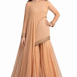 Beige Gold Layered Sharara Set