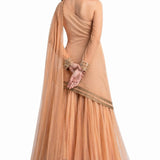 Beige Gold Layered Sharara Set