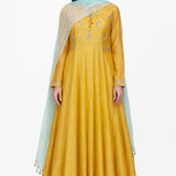 Marigold Mint Floral Embroidered Anarkali Set