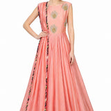 Blush Gold Floral Motif Anarkali Set