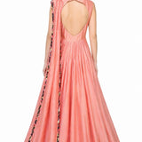 Blush Gold Floral Motif Anarkali Set