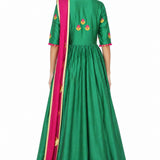Emerald Fuchsia Floral Booti Anarkali Set