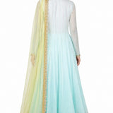 Ice Blue Ombre Gold Border Anarkali Set