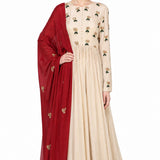 Ivory Floral Bouquet Embroidered Anarkali Set