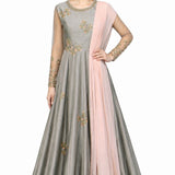 Dove Grey Blush Butterfly Anarkali Set