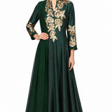 Bottle Green Sequin Floral Anarkali Set