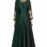 Bottle Green Sequin Floral Anarkali Set