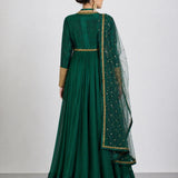 Emerald Gold Wrap Sequin Anarkali Set