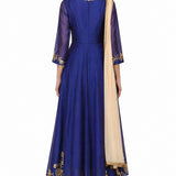Royal Blue Gold Vine Anarkali Set