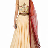 Golden Beige Beaded Vintage Anarkali Set