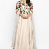 Ivory Multicolor Floral Embroidered Anarkali Set