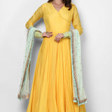 Yellow Gota Bordered Anarkali Set