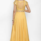 Radiant Yellow Embroidery Floral Bodice Silk Blend Anarkali Set