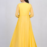 Yellow Gold Embroidered Layered Anarkali Set