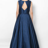 Navy Blue Ruffled Organza Gown