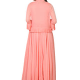 Peach Embellished Peplum Jacket Gown