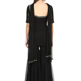 Black Sequin Fringe Sharara Set