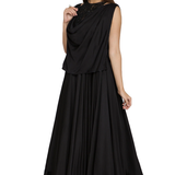 Black Draped Cowl Peplum Gown