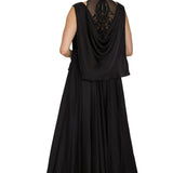 Black Draped Cowl Peplum Gown