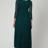 Bottle Green Gold Bordered Anarkali Set