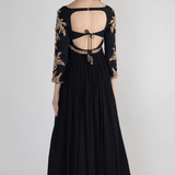 Black Gold Embroidered Anarkali Set