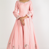 Blush Pink Beaded Panel Anarkali Gown