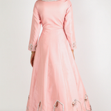 Blush Pink Beaded Panel Anarkali Gown